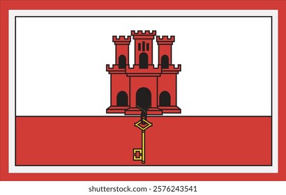 National Gibraltar flag, official colors and proportion correctly. National Gibraltar flag. Vector illustration. Gibraltar flag vector icon, simple, flat design for web or mobile app.