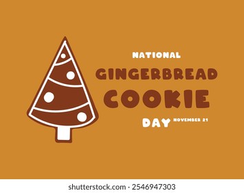 National Gingerbread Cookie Day. November 21. Christmas tree cookie. Eps 10.