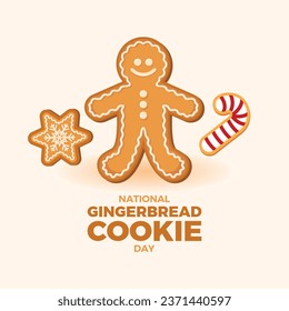 National Gingerbread Cookie Day poster vector illustration. Gingerbread man drawing. Christmas decorated gingerbread cookies icon set vector. November 21. Important day