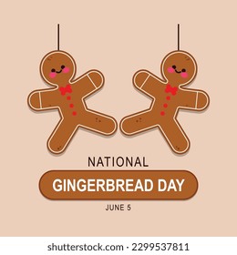 National Gingerbread Day background. Baking Sweet Food. Vector illustration.