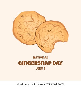 National Gingersnap Day vector. Bitten ginger snap cookies icon vector. Gingersnap Day Poster, July 1. Important day