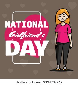 national girfriend day template vector with cartoon woman character