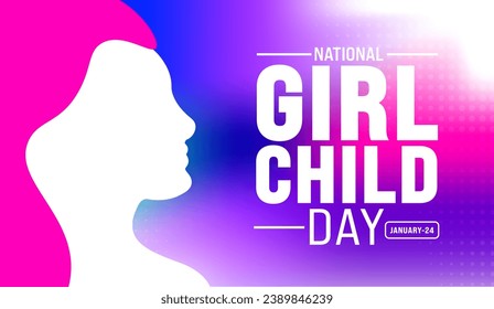 National Girl Child Day background design template use to background, banner, placard, card, book cover,  and poster design template with text inscription and standard color. vector