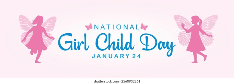 National girl child day banner concept. Vector illustration.