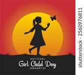 National Girl Child Day greeting card and social media template. Vector concept