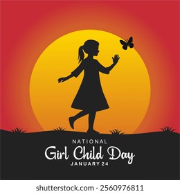 National Girl Child Day greeting card and social media template. Vector concept