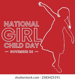 National Girl Child Day greeting card and social media template. Vector concept