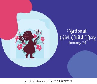 National Girl Child Day, January 24. Social Media Post, poster, card, banner, background Vector Design Template.