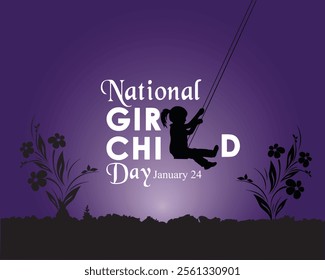 National Girl Child Day, January 24. Social Media Post, poster, card, banner, background Vector Design Template.