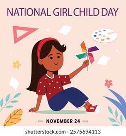 National Girl Child Day, January 24. Social Media Post, poster, card, banner, background Vector Design Template.