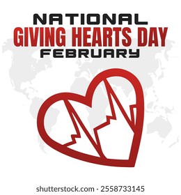 NATIONAL GIVING HEARTS DAY social media post Vector Illustration on february