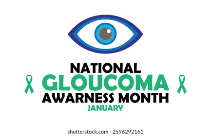 National Glaucoma Awareness Month. Green color ribbon 