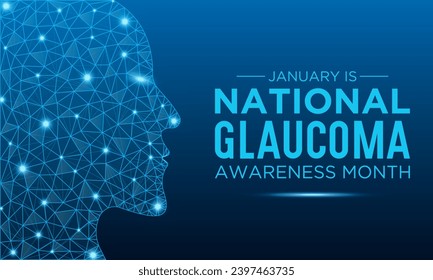 National Glaucoma Awareness month is observed every year in january. January is Glaucoma Awareness Month. Eye health and vision care concept for banner design. Vector illustration.