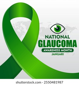 National Glaucoma Awareness Month is observed every year in January. January is Glaucoma Awareness Month. Wavy green background for banner, card, poster design