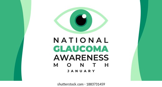 National Glaucoma awareness Month. Vector banner, medical poster with text for social media. Noted in the United States in January. Eye logo, iris for eye clinics and ophthalmology