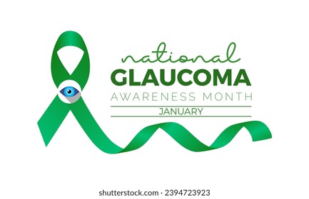National Glaucoma Awareness Month Vektorvorlage. Konzept für Augengesundheit und Sehhilfe mit Glaukomentests und Sensibilisierungskampagne. Hintergrund, Banner, Karte, Plakatdesign.