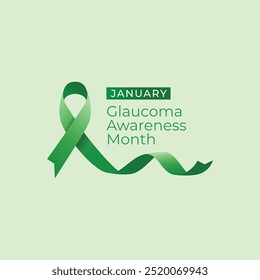 National Glaucoma Awareness Month vector design template good for celebration usage. National Glaucoma Awareness Month design. Green ribbon. flat design. eps 10. 