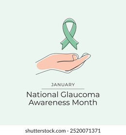 National Glaucoma Awareness Month Vektor Design Vorlage gut für die Feier Nutzung. National Glaucoma Awareness Month Design. Grünes Band. durchgehende Strichzeichnung. eps 10. 
