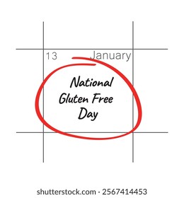 National Gluten Free Day, January 13 - calendar date.