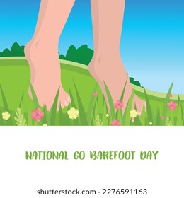 National Go Barefoot Day  . Design suitable for greeting card poster and banner