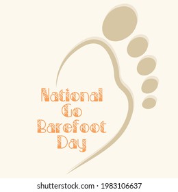 National Go Barefoot Day illustration. Human footprint silhouette icon. Adult footprint orange silhouette. Go Barefoot Day Poster, June 1. Important day. Holiday concept.