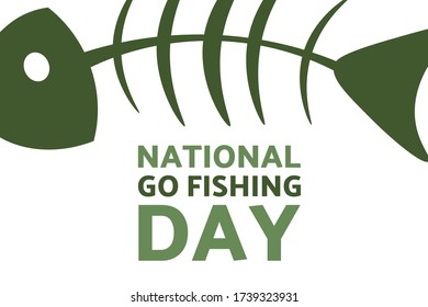 National Go Fishing Day. June 18. Holiday concept. Template for background, banner, card, poster with text inscription. Vector EPS10 illustration