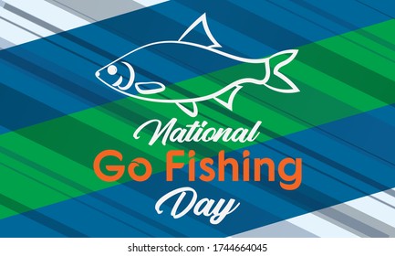 National Go Fishing Day is observed annually on June 18th. Poster, Greeting card, banner, background design. Vector illustration eps 10