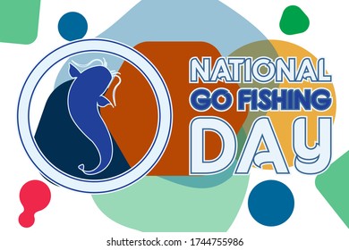 National Go Fishing Day is observed annually on June 18th. Poster, Greeting card, banner, background design. Vector illustration eps 10