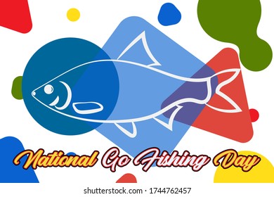 National Go Fishing Day is observed annually on June 18th. Poster, Greeting card, banner, background design. Vector illustration eps 10