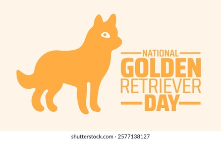 National Golden Retriever Day background banner or poster design template. observed every year in February. Holiday concept. Use to any Template, card, poster, placard, template.