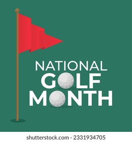 national golf month design template for celebration. golf ball vector design. golf field illustration. golf flag.