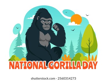 National Gorilla Suit Day Vector Illustration on 31 January featuring a Gorilla’s Head Neatly Dressed in a Suit in a Flat Style Cartoon Background