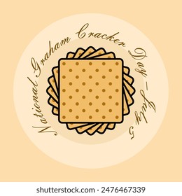 National Graham Cracker Day event food banner. Stacked biscuits seen from above on light brown background to celebrate on July 5th