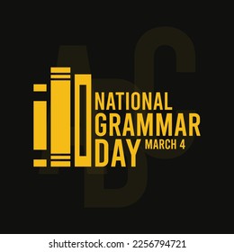 National Grammar Day. March 4. Black background. Row of books. Poster, banner, card, background. Eps 10. - Powered by Shutterstock - Get 15% off with code: PIKWIZARD15