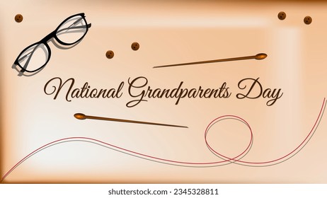 national grandparents day background design with tool for knitting and glasses suitable for national grandparents day event