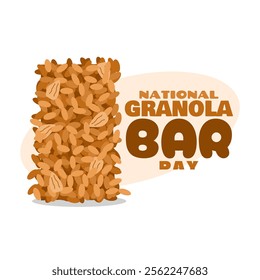 National Granola Bar Day to celebrate on January 21st. Healthy snack made from wheat, nuts and nut butter. Food event banner.