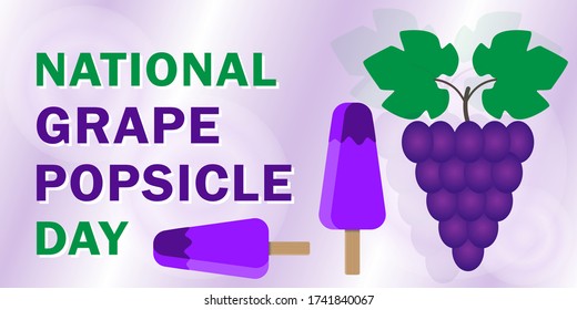 NATIONAL GRAPE POPSICLE DAY a traditional dainty made from grapes in anticipation of the summer is celebrated annually in May, a web banner for the fair. All elements are isolated.