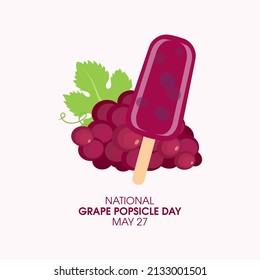 National Grape Popsicle day vector. Purple fruit ice lolly icon vector. Grape Popsicle day Poster, May 27. Important day