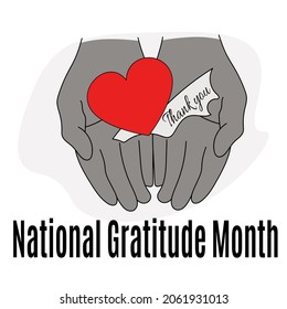 National Gratitude Month, Idea For Poster, Banner, Flyer Or Postcard Vector Illustration