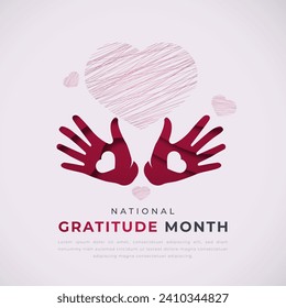 National Gratitude Month Paper cut style Vector Design Illustration for Background, Poster, Banner, Advertising, Greeting Card