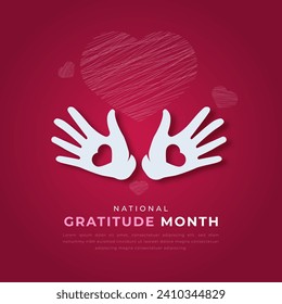 National Gratitude Month Paper cut style Vector Design Illustration for Background, Poster, Banner, Advertising, Greeting Card