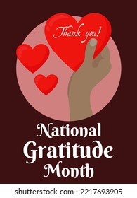 National Gratitude Month, Vertical poster, banner, flyer or placard on social topics vector illustration