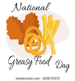 National Greasy Food Day, idea for banner, poster, flyer or menu decoration vector illustration