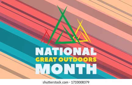 NATIONAL GREAT OUTDOORS MONTH. Celebrated in June. Poster, card, banner, background design. Vector illustration eps 10