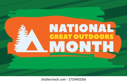 NATIONAL GREAT OUTDOORS MONTH. Celebrated in June. Poster, card, banner, background design. Vector illustration eps 10