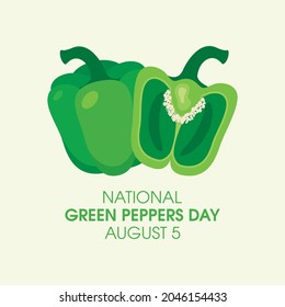 National Green Peppers Day vector. Half sliced green bell pepper icon vector. Green Peppers Day Poster, August 5. Important day