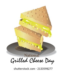 National Grilled Cheese Day Sign and Vector Illustration