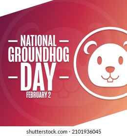 National Groundhog Day. February 2. Holiday concept. Template for background, banner, card, poster with text inscription. Vector EPS10 illustration