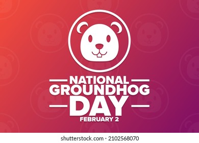 National Groundhog Day. February 2. Holiday concept. Template for background, banner, card, poster with text inscription. Vector EPS10 illustration