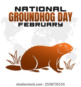 NATIONAL GROUNDHOG DAY social media post Vector Illustration on february